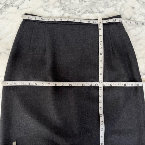 Vintage Pendleton wool midi maxi pencil skirt charcoal gray pockets modest 12 - Picture 6 of 11